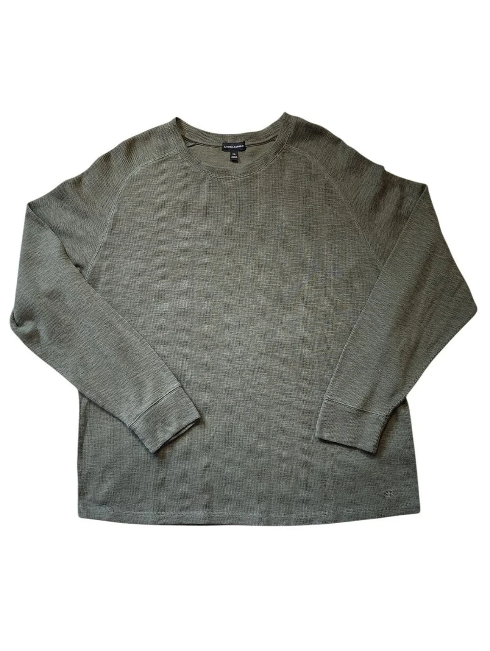 ​Banana Republic 2XL Green Long Sleeve Thermal Waffle Knit Shirt Outdoor XXL